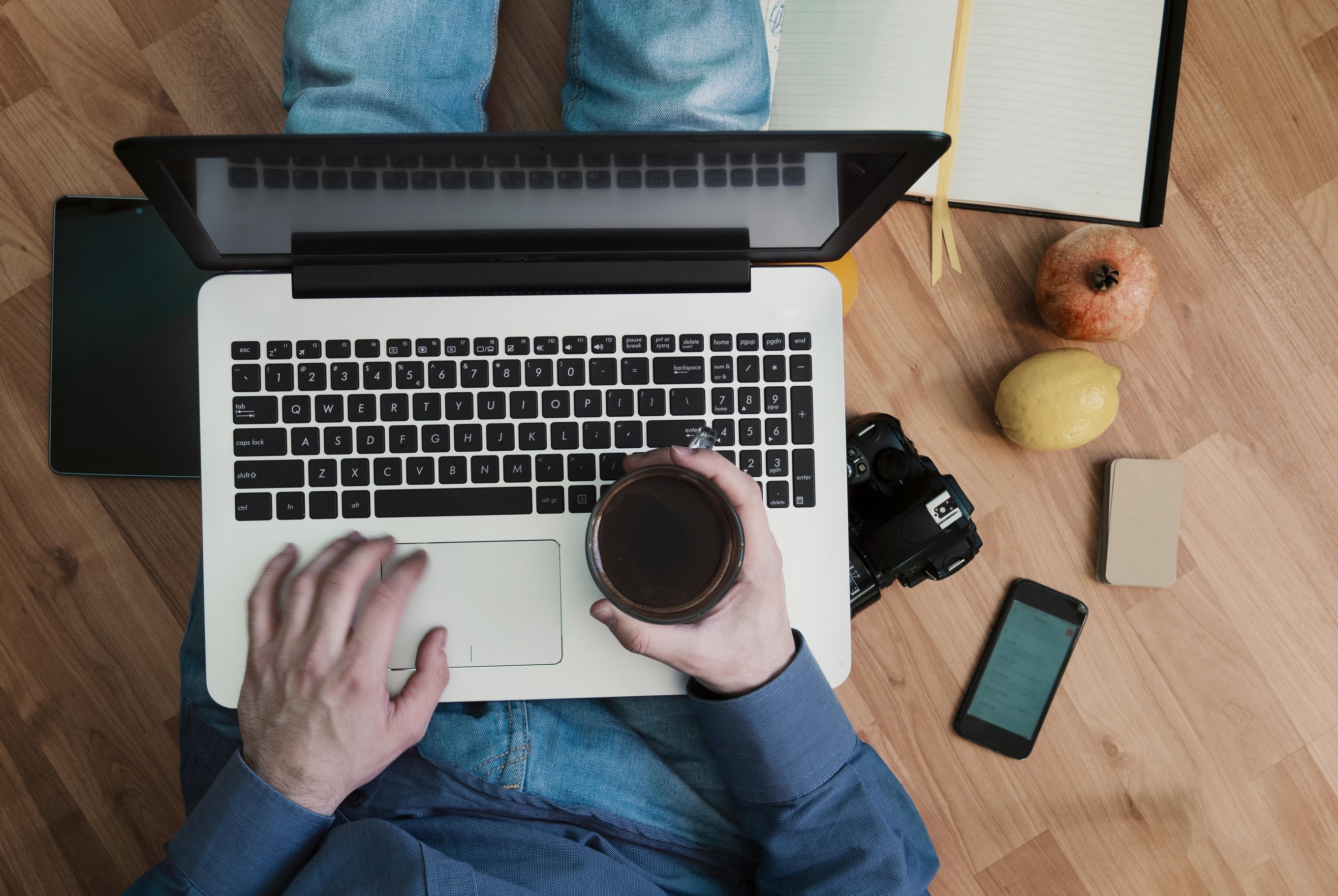 Adult in front of computer